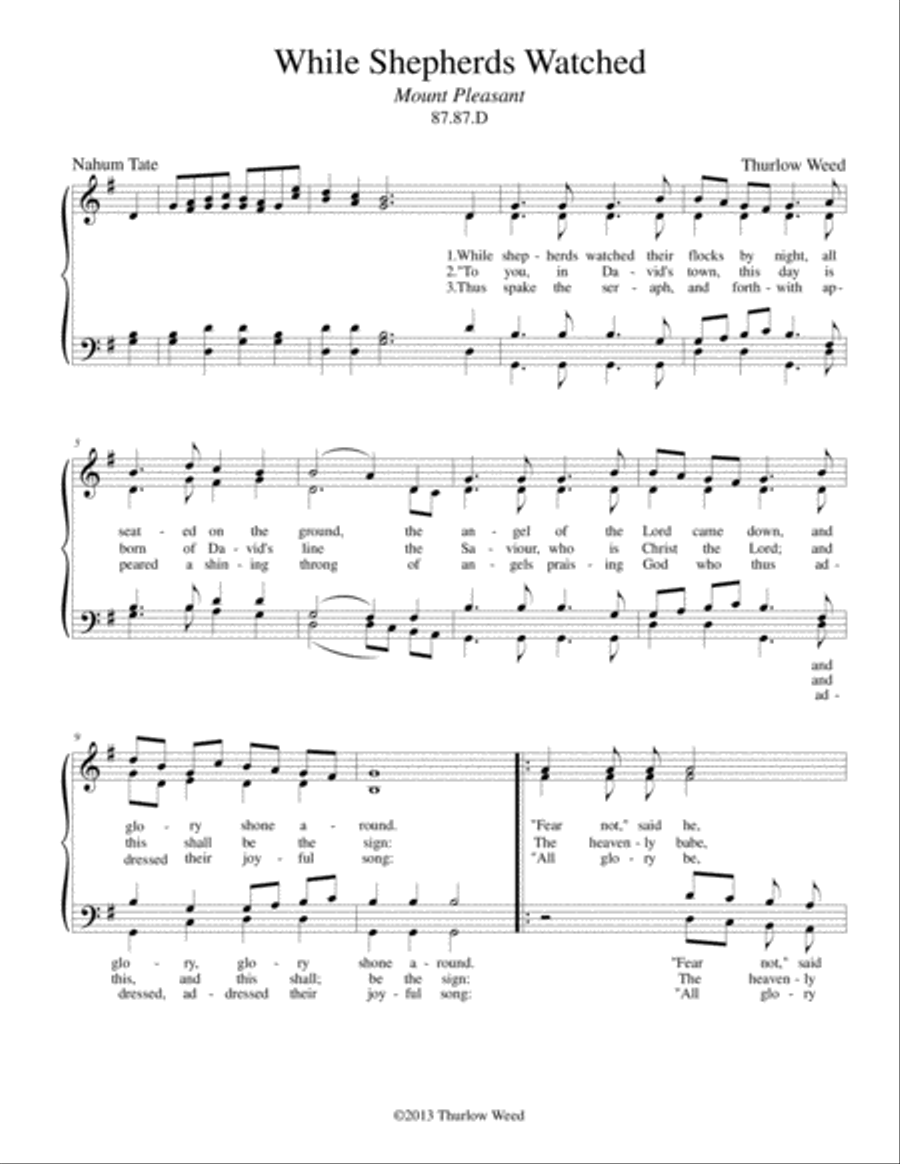 While shepherds watched their flocks by night 4-Part scores gallery preview page 1