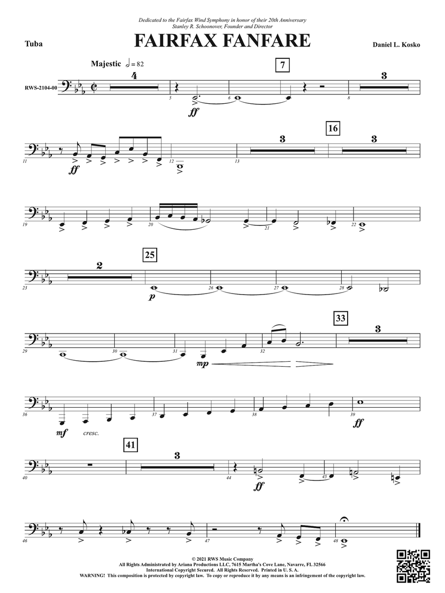 Fairfax Fanfare: Tuba Fairfax Fanfare: Tuba Tuba scores gallery preview page 1