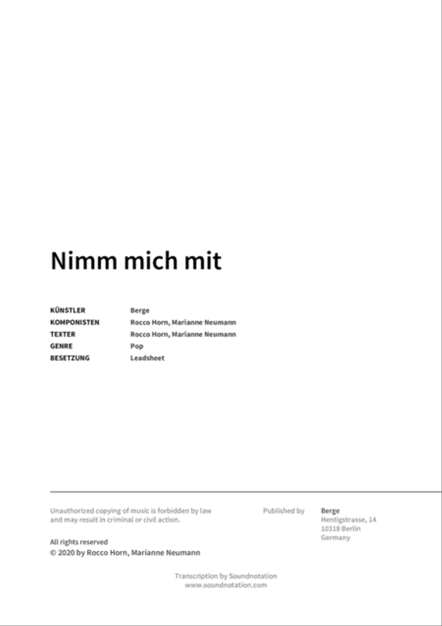 Nimm mich mit Score scores gallery preview page 2
