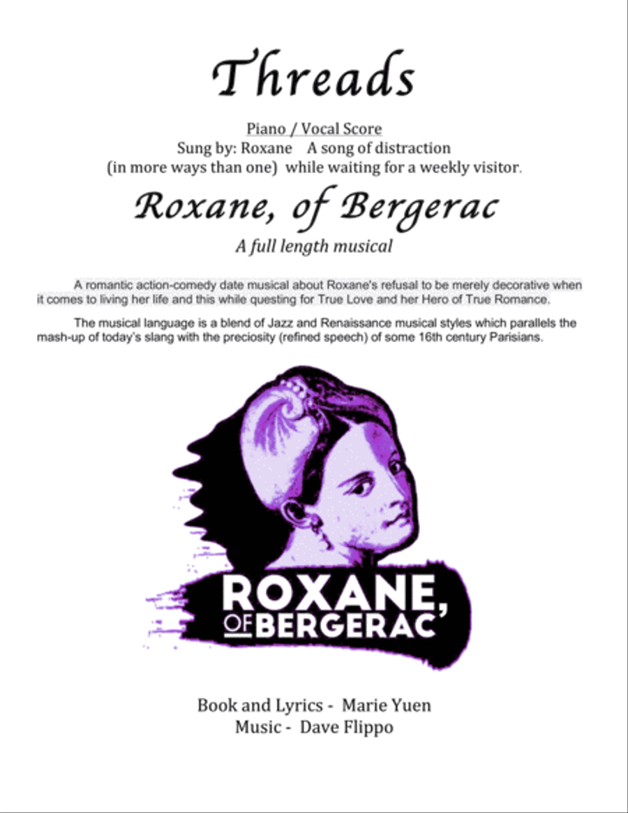 THREADS -from Roxane of Bergerac - a full length musical - includes Reprise Voice scores gallery preview page 1