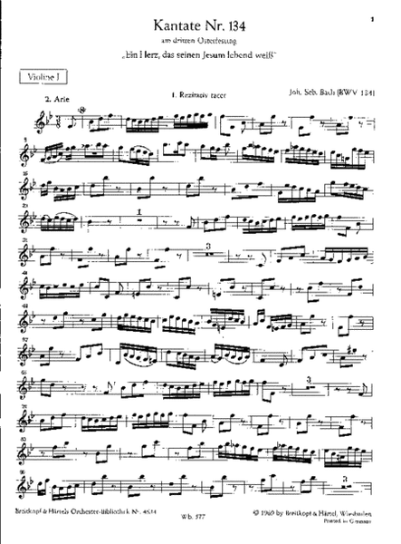 Cantata BWV 134 "Ein Herz, das seinen Jesum lebend weiss"