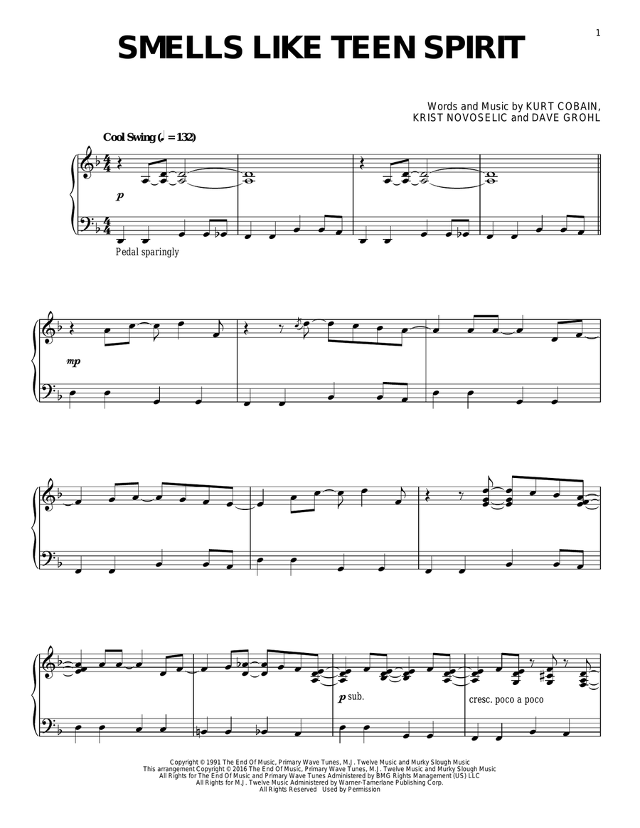 Smells Like Teen Spirit [Jazz version] Piano Solo scores gallery preview page 1