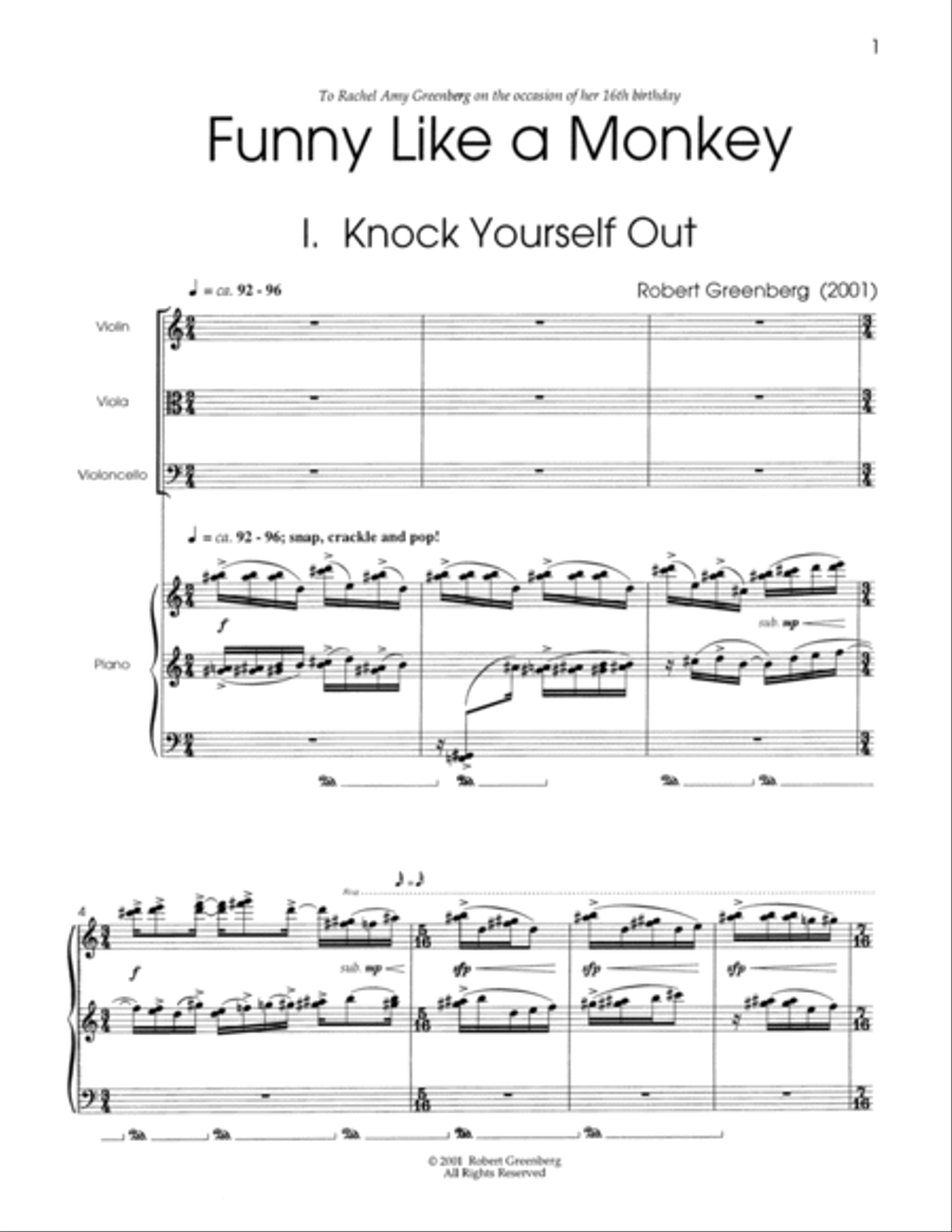 Funny Like a Monkey for piano quartet Piano Quartet scores gallery preview page 3