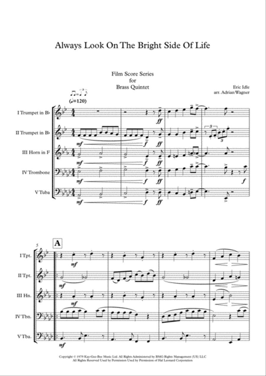 Always Look On The Bright Side Of Life Brass Quintet scores gallery preview page 3