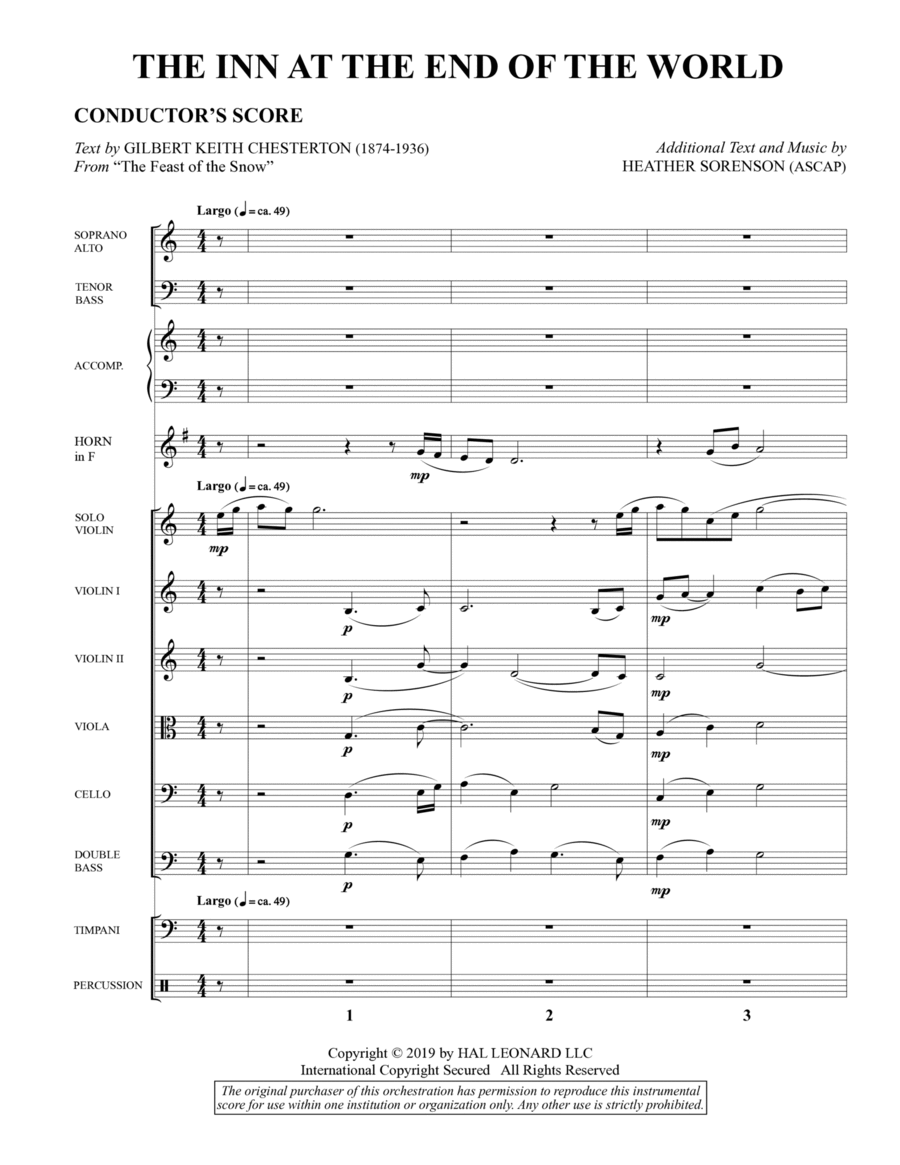 The Inn at the End of the World (arr. Heather Sorenson) - Full Score Choir scores gallery preview page 1