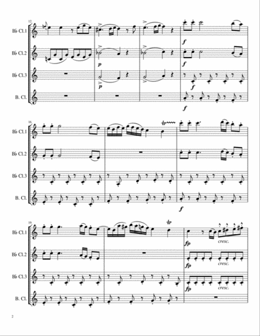 Mozart's Piano Sonata in C Major, K 309 for Clarinet Quartet Woodwind Quartet scores gallery preview page 2