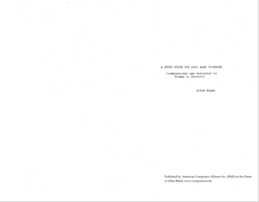 [Blank] A Short Suite for Solo Bass Trombone Bass Trombone scores gallery preview page 1