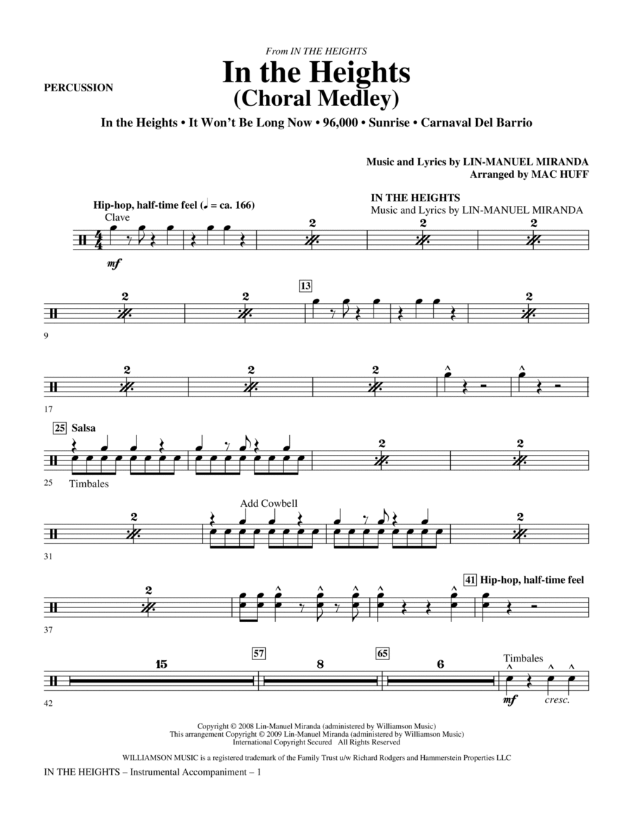 In The Heights (Choral Medley) (arr. Mac Huff) - Percussion Choir scores gallery preview page 1