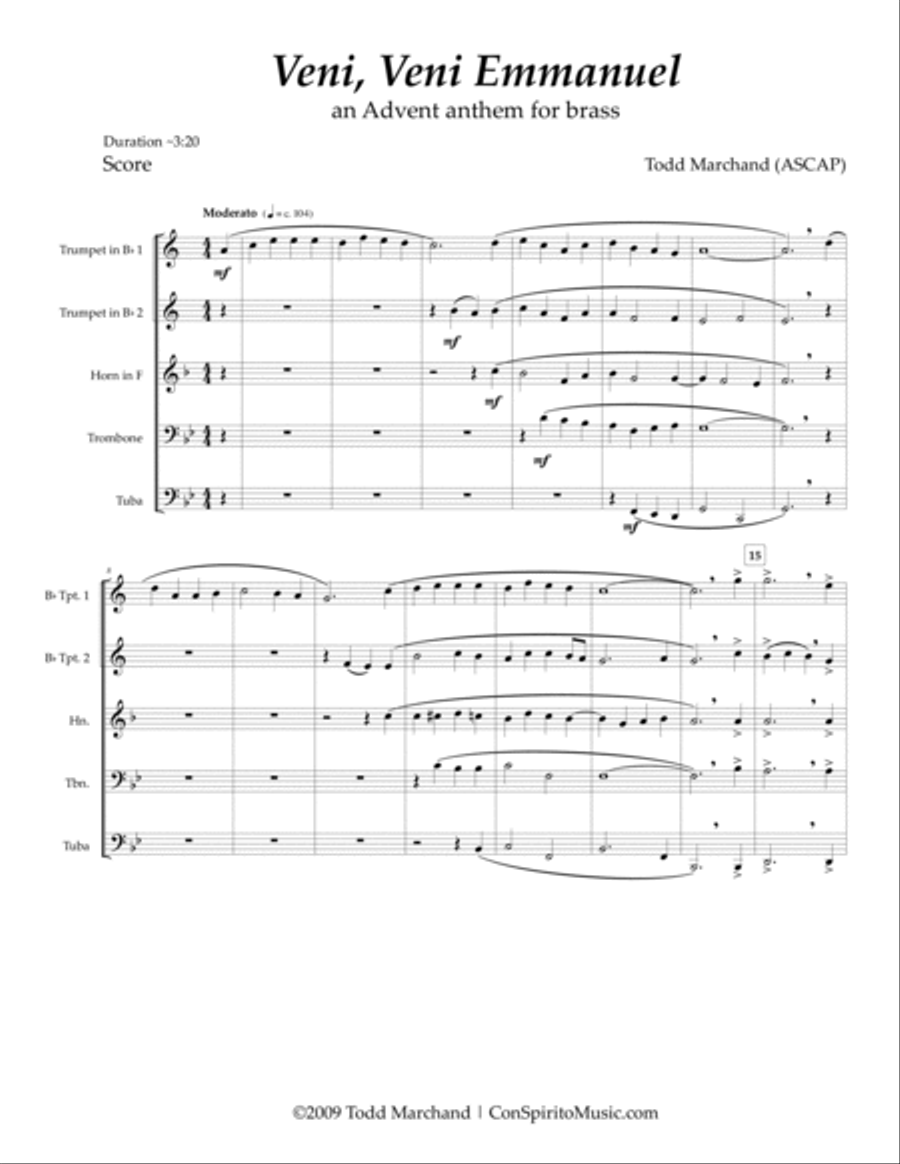 Veni, Veni Emmanuel - an Advent anthem for brass Horn scores gallery preview page 3