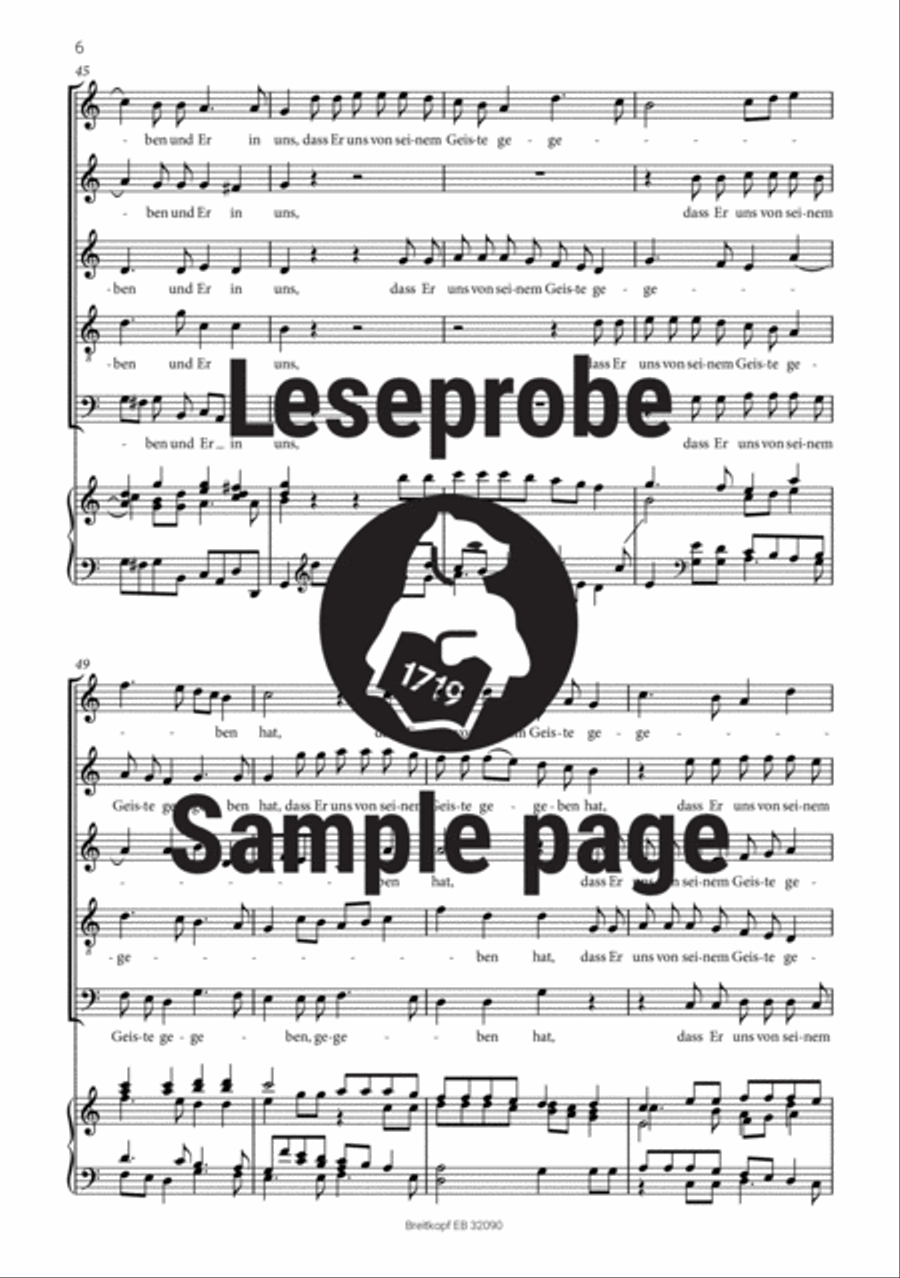 Daran erkennen wir, dass wir in Ihm bleiben SSATB scores gallery preview page 5