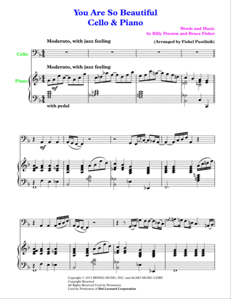 You Are So Beautiful Piano scores gallery preview page 2