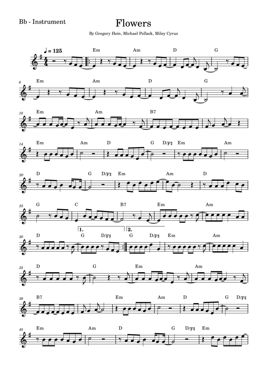 Flowers Soprano Saxophone scores gallery preview page 1
