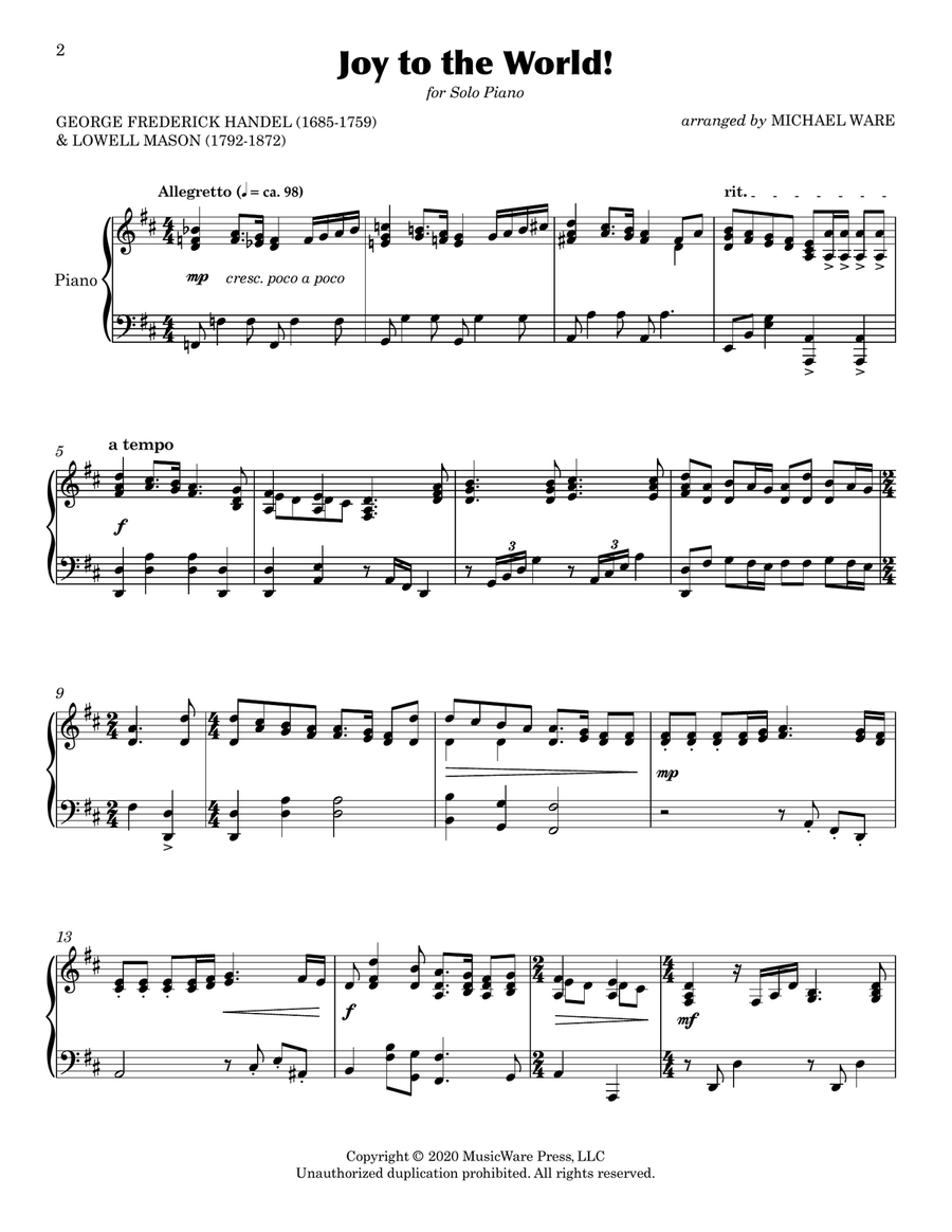 Lo, How a Rose E'er Blooming A Collection of Christmas Carols for Solo Piano by Michael Ware Piano Solo scores gallery preview page 4