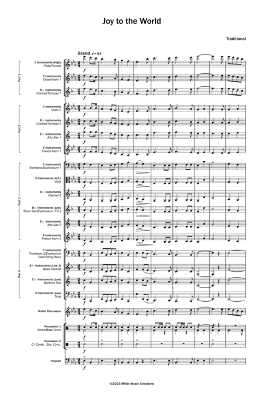 Joy to the World Concert Band scores gallery preview page 3