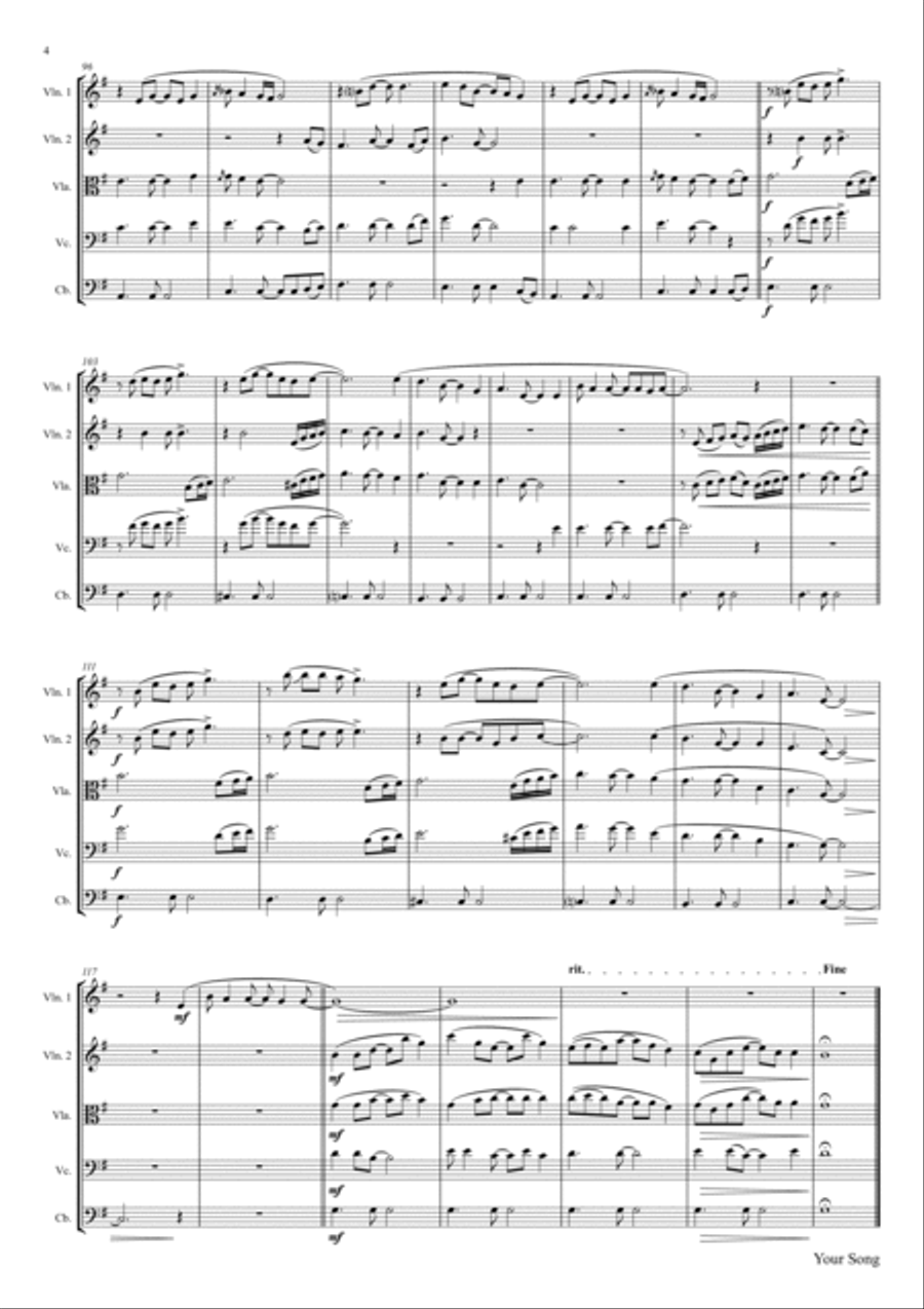 Your Song String Quintet scores gallery preview page 4