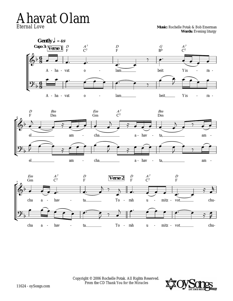 Ahavat Olam 2-Part scores gallery preview page 1