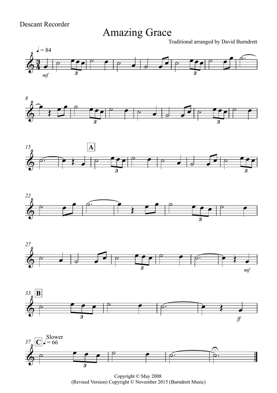 Amazing Grace for Recorder Quartet Small Ensemble scores gallery preview page 3