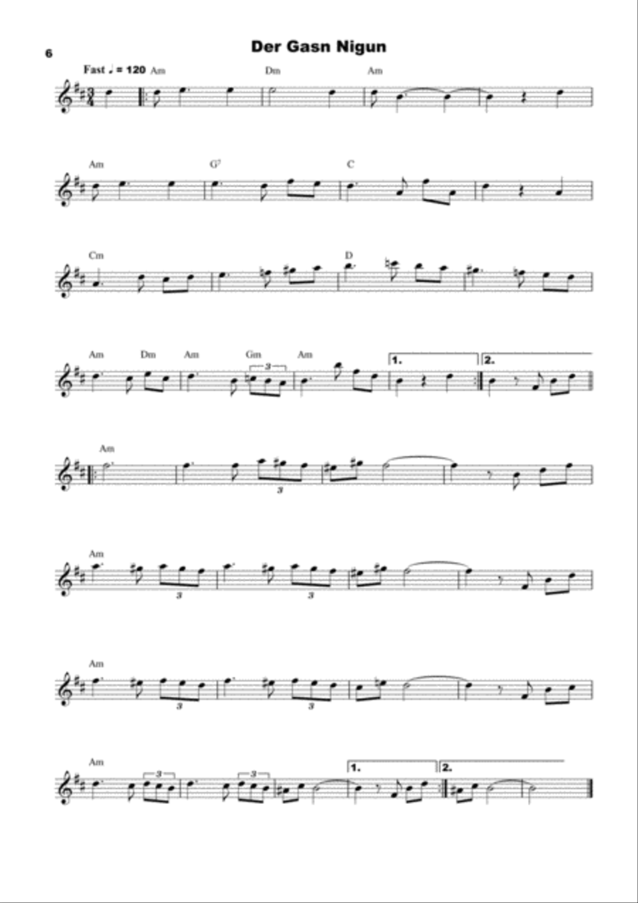 25 Klezmer Tunes for Clarinet Clarinet Solo scores gallery preview page 6