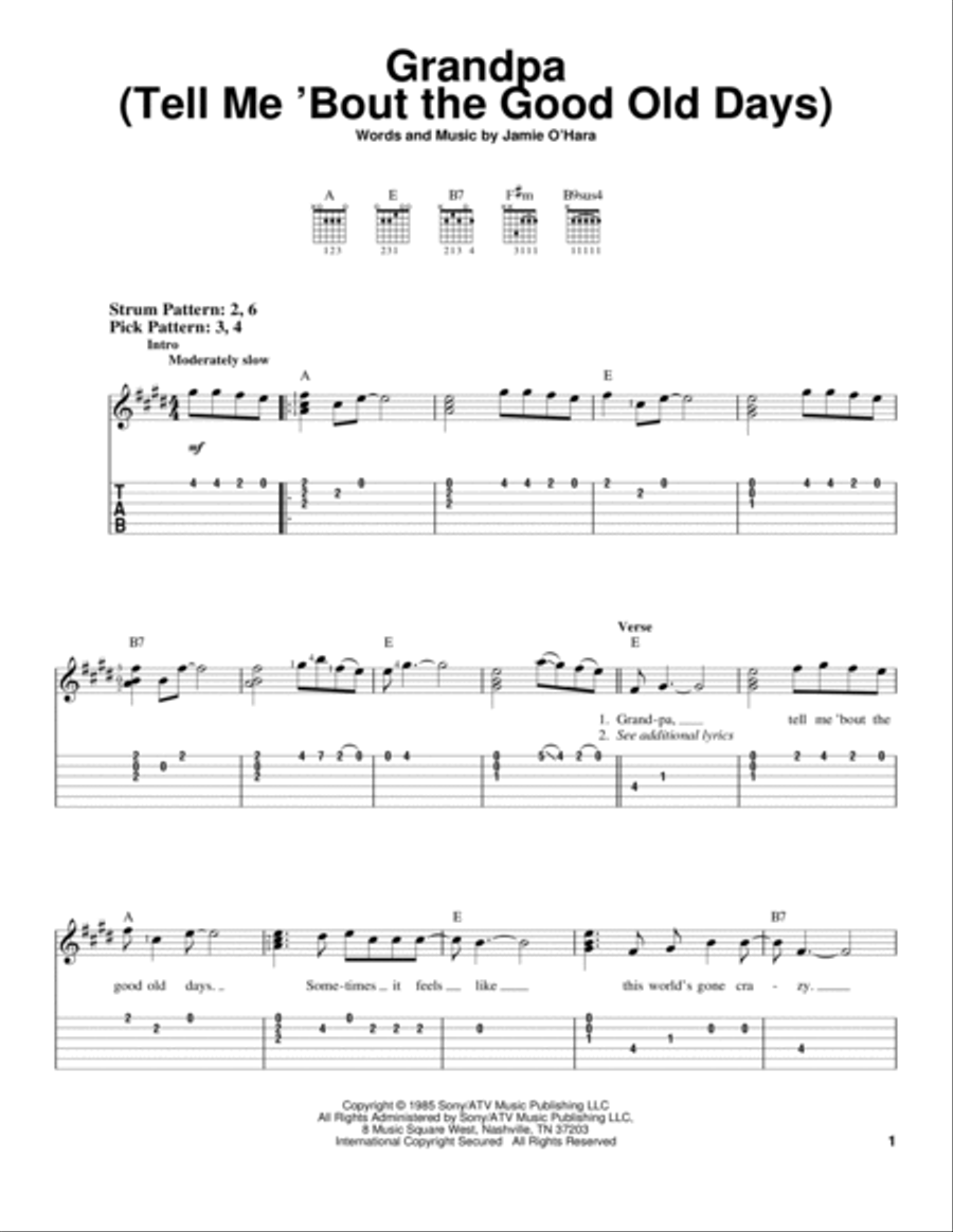 Grandpa (Tell Me 'Bout The Good Old Days) Electric Guitar scores gallery preview page 1