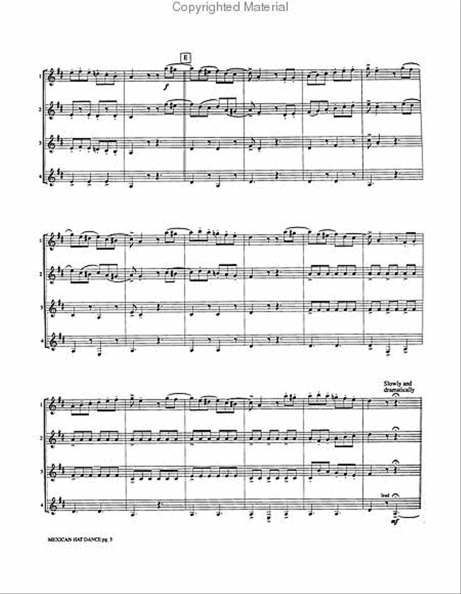 Mexican Hat Dance Clarinet Quartet scores gallery preview page 3