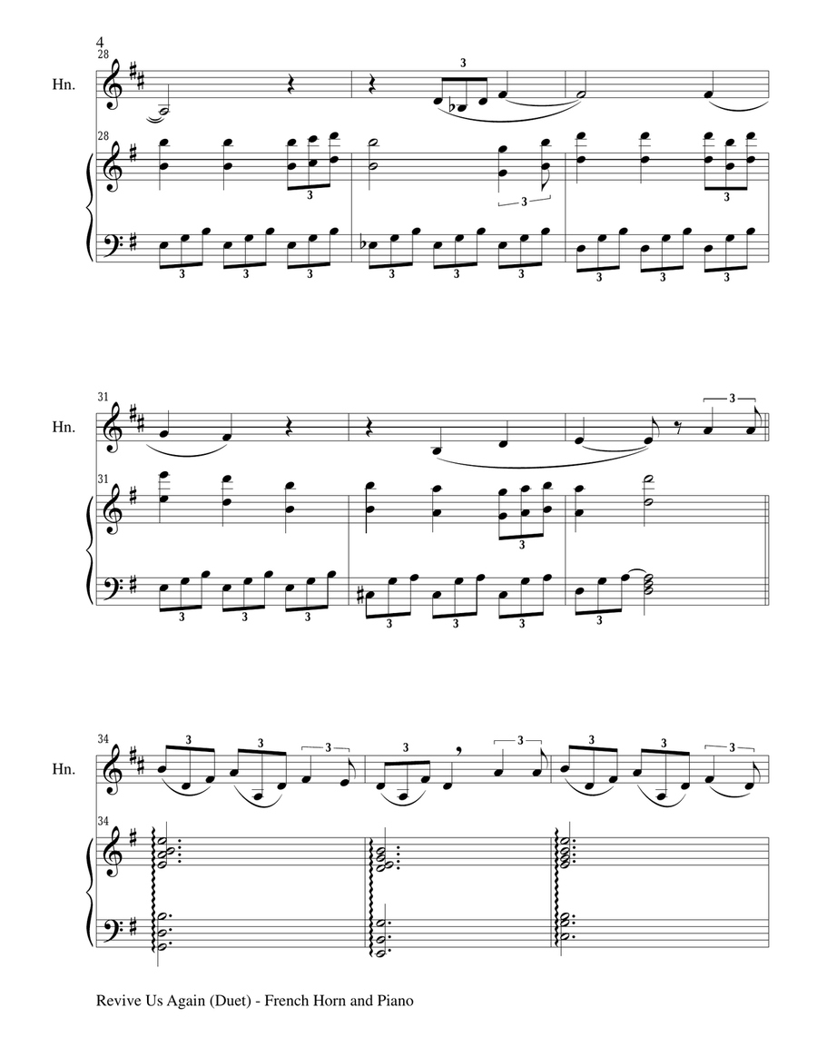 REVIVE US AGAIN (Duet – French Horn and Piano/Score and Parts) REVIVE US AGAIN (Duet – French Horn and Piano/Score and Parts) Brass Duet scores gallery preview page 4