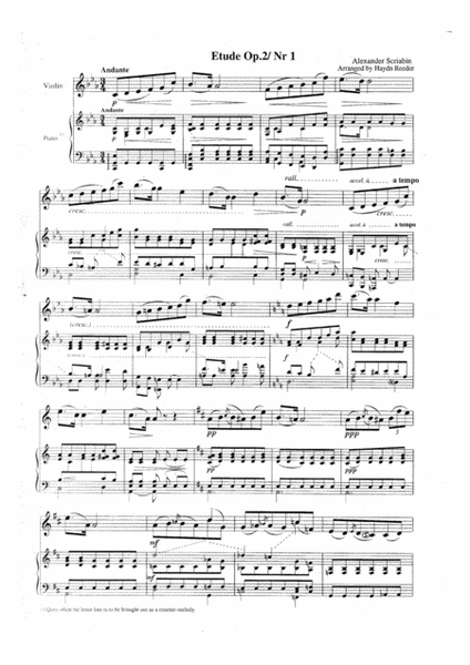 Scriabin Etude, violin part