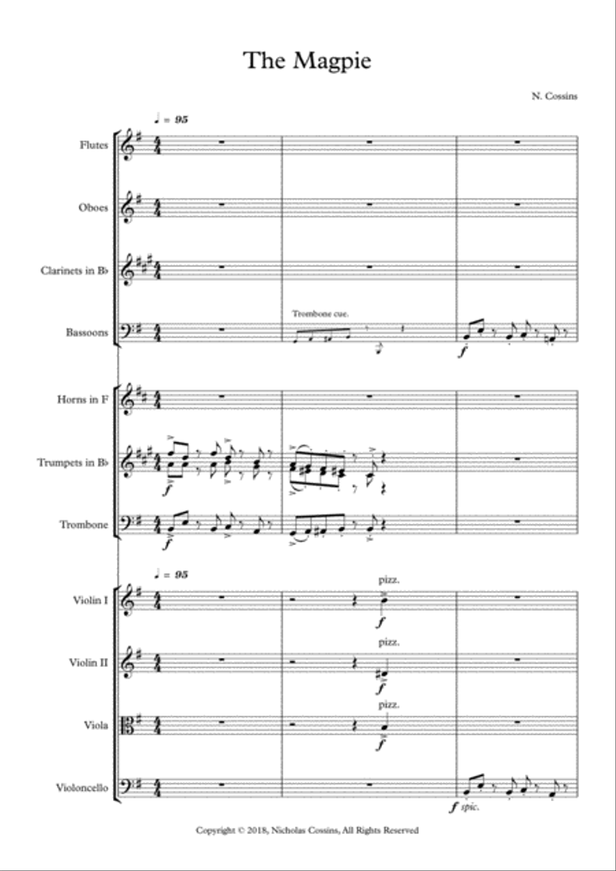 The Magpie - N. Cossins (Original Orchestral Composition) Chamber Orchestra scores gallery preview page 2