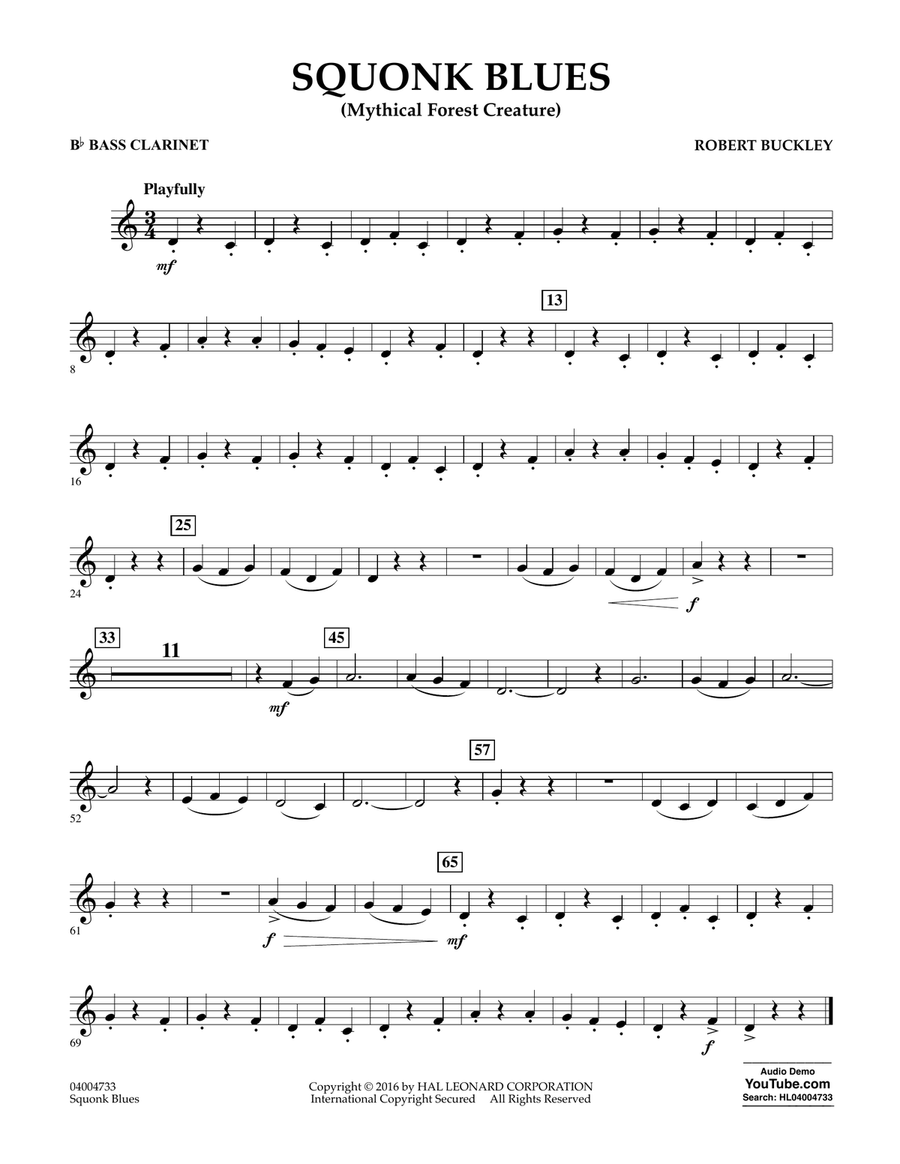 Squonk Blues - Bb Bass Clarinet Concert Band scores gallery preview page 1