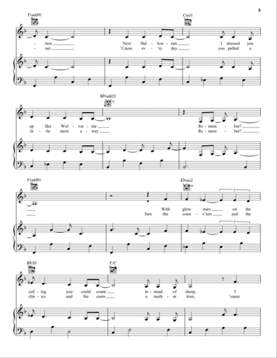 In The Bedroom Down The Hall (from Dear Evan Hansen) Piano, Vocal, Guitar scores gallery preview page 5