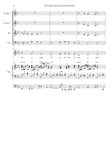 All People That On Earth Do Dwell (Unison choir - Medium Key) (Full Score) - Score Only image number null