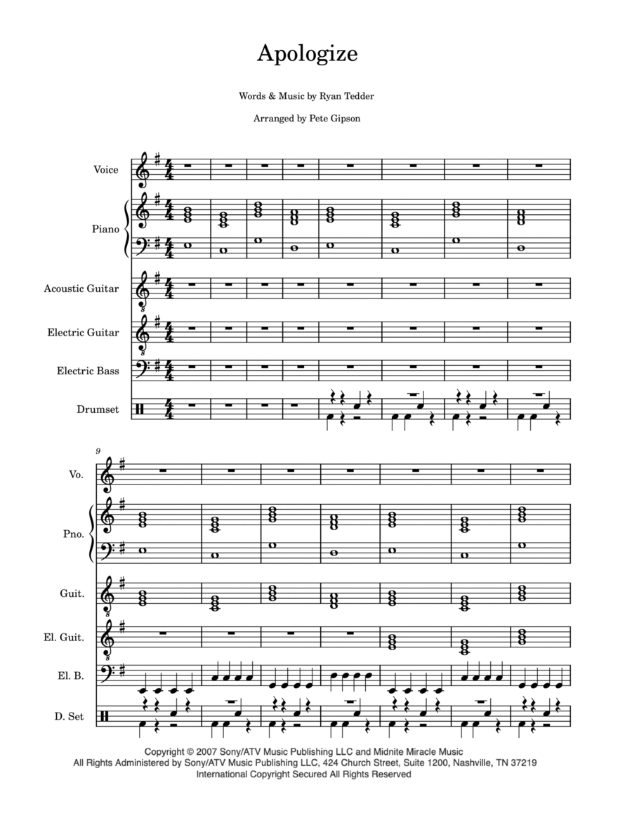 Apologize Small Ensemble scores gallery preview page 1