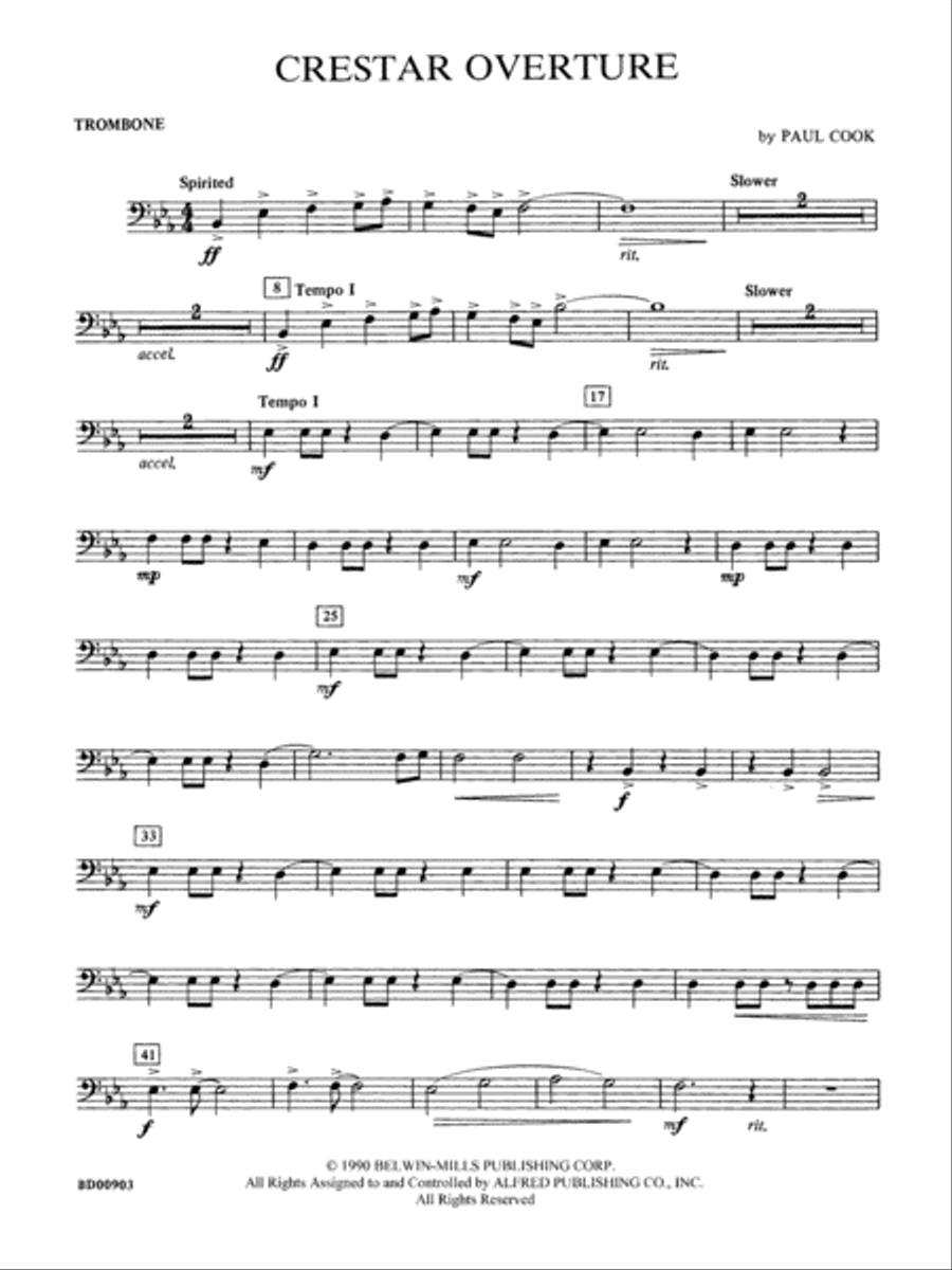 Crestar Overture: 1st Trombone Concert Band scores gallery preview page 1