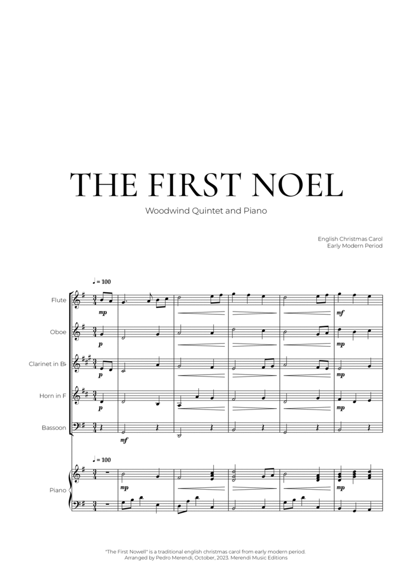 The First Noel (Woodwind Quintet and Piano) - Christmas Carol image number null