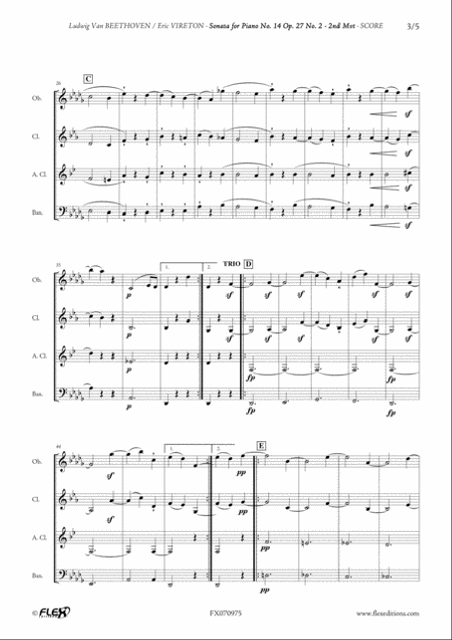 Sonata for Piano No. 14 Opus 27 No. 2 - 2nd movement Bassoon scores gallery preview page 3