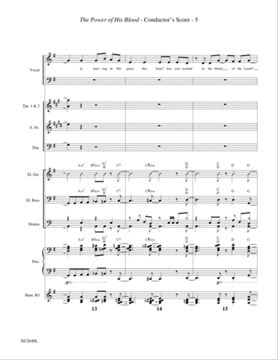 The Power of His Blood - Instrumental Score and Parts Alto Saxophone scores gallery preview page 5