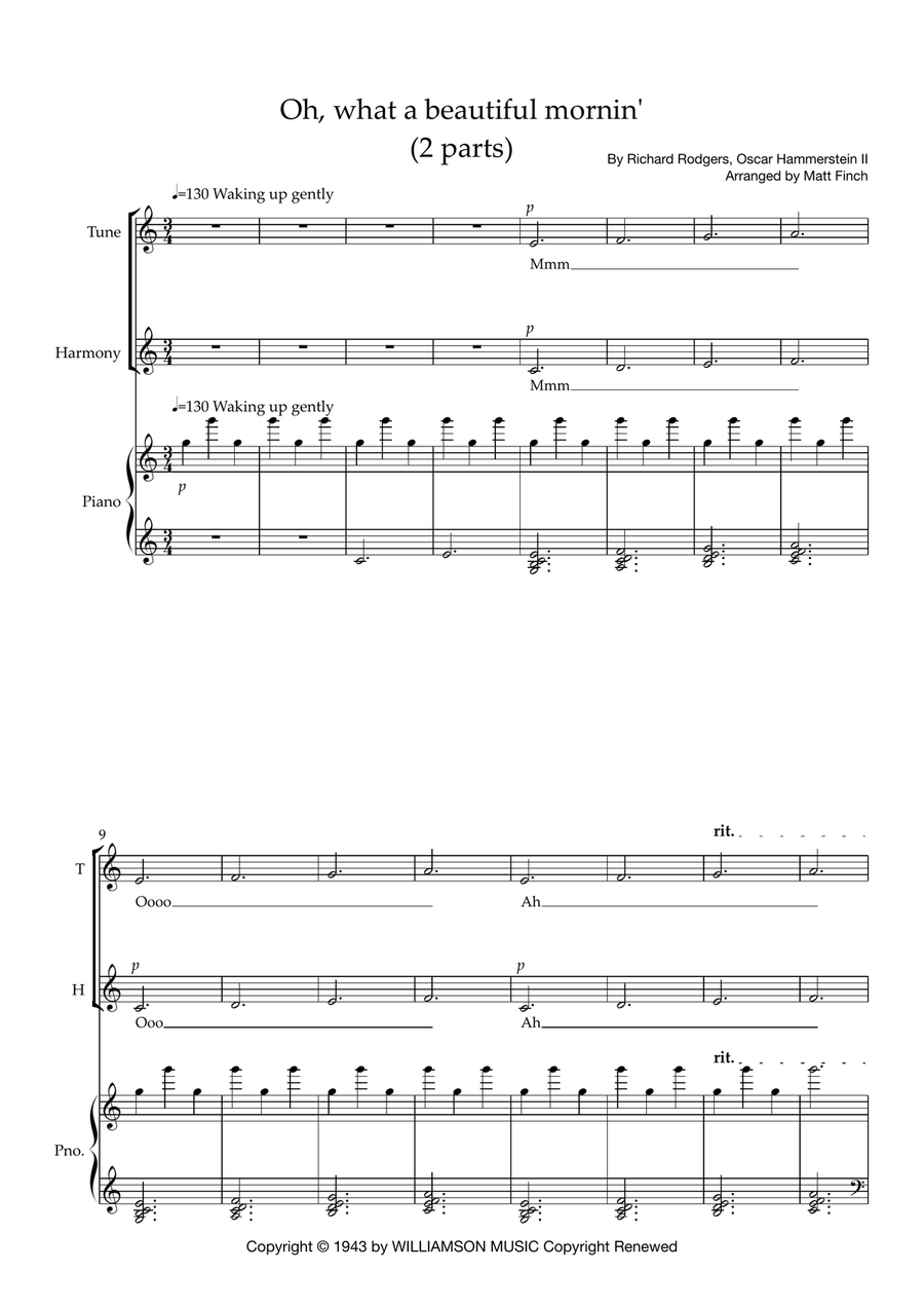 Oh, What A Beautiful Mornin' Choir scores gallery preview page 1
