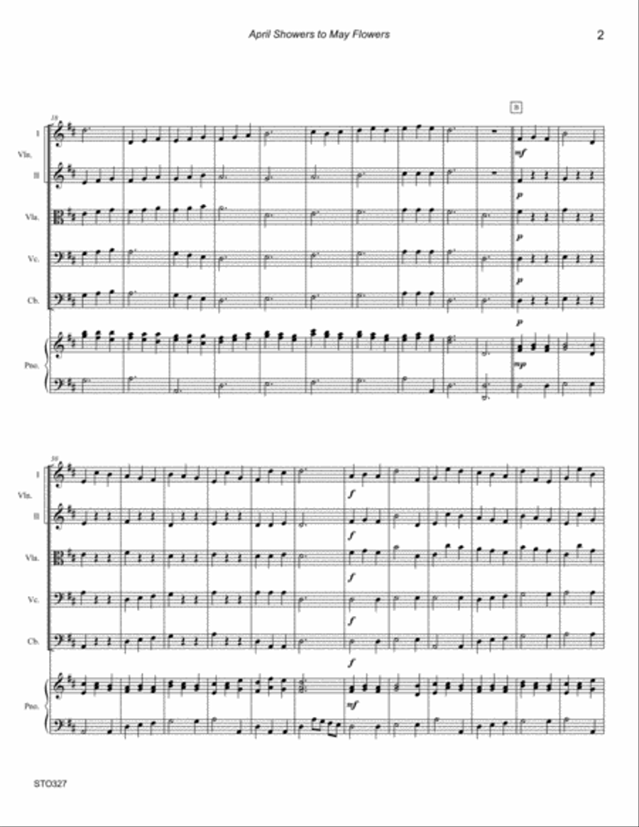 APRIL FLOWERS TO MAY SHOWERS - Elementary STRING ORCHESTRA. Original composition. Grade 1.5 String Orchestra scores gallery preview page 2