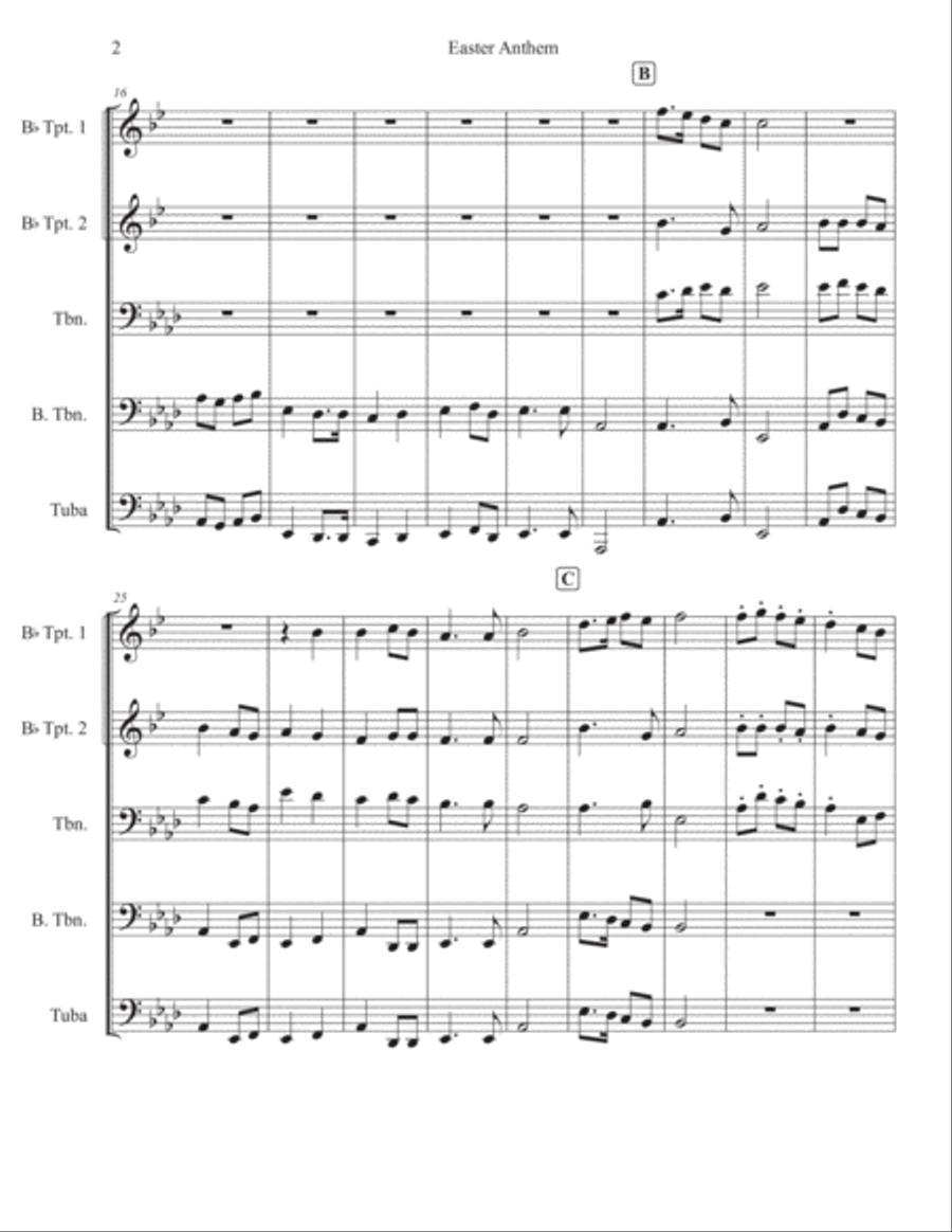 Easter Anthem (for Brass Quartet) Brass Quartet scores gallery preview page 2