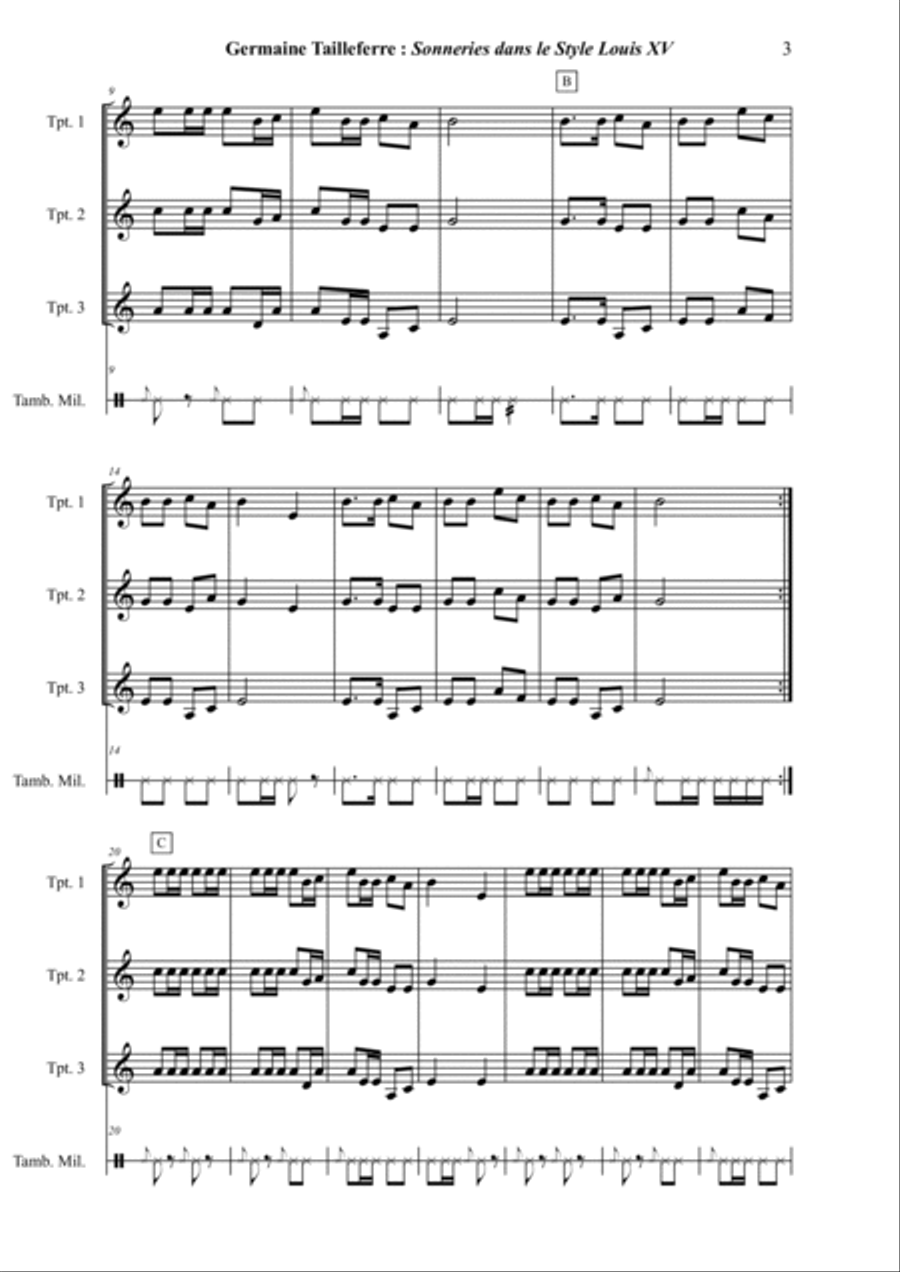 Germaine Tailleferre : Sonneries dans le Style Louis XV Chamber Music scores gallery preview page 3