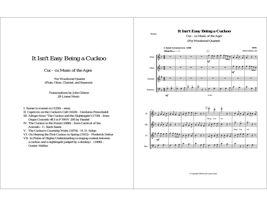 It Isn't Easy Being a Cuckoo for Woodwind Quartet Woodwind Quartet scores gallery preview page 1