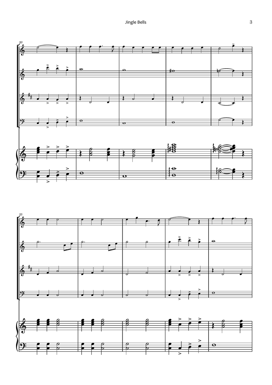 Jingle Bells Woodwind Quartet scores gallery preview page 3