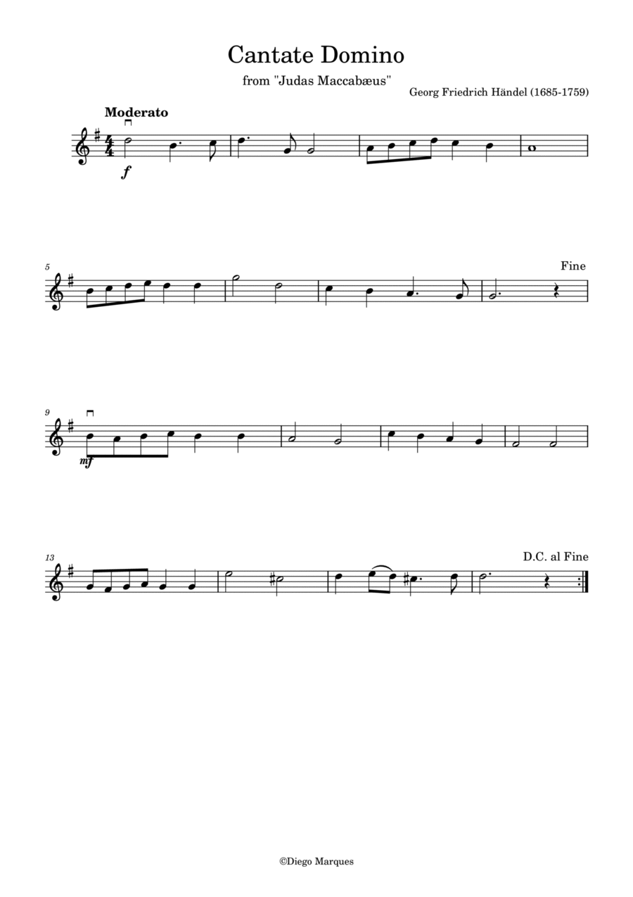 Cantate Domino in G Cantate Domino in G Violin Solo scores gallery preview page 1
