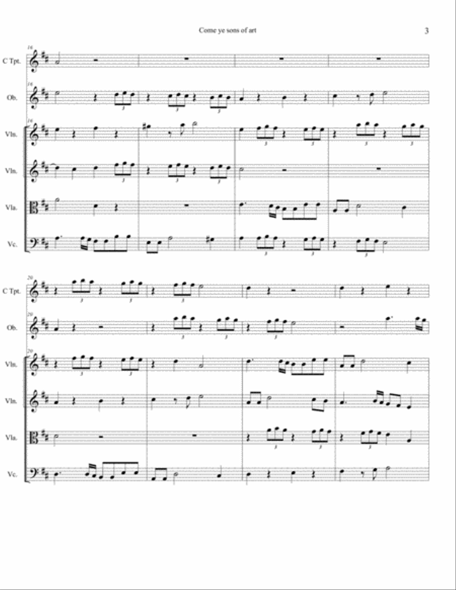 Come Ye Sons of Art - Overture, Allegro and Adagio Chamber Orchestra scores gallery preview page 4