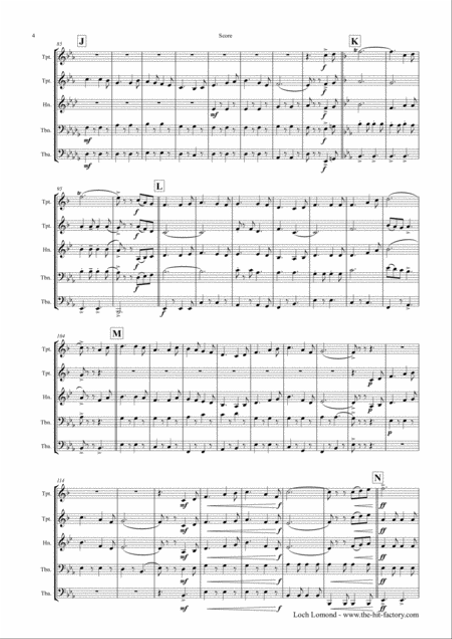 Loch Lomond - Celtic Traditional - Brass Quintet Brass Quintet scores gallery preview page 4