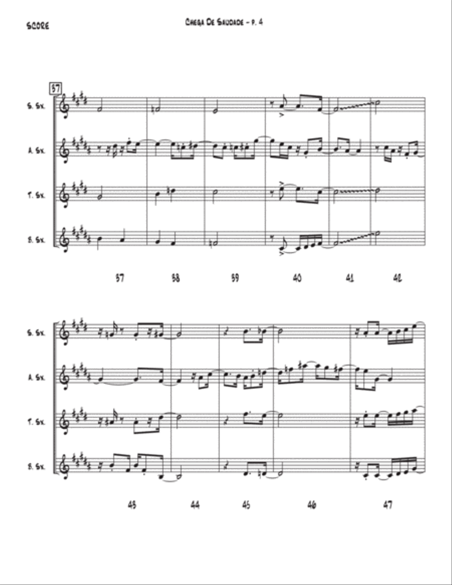 Chega De Saudade (no More Blues) Chega De Saudade (no More Blues) Saxophone Quartet scores gallery preview page 4