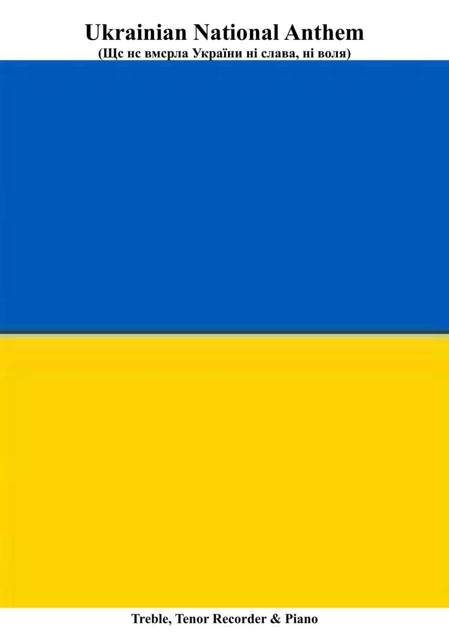 Ukrainian National Anthem for Alto, Tenor Recorder & Piano MFAO World National Anthem Series image number null