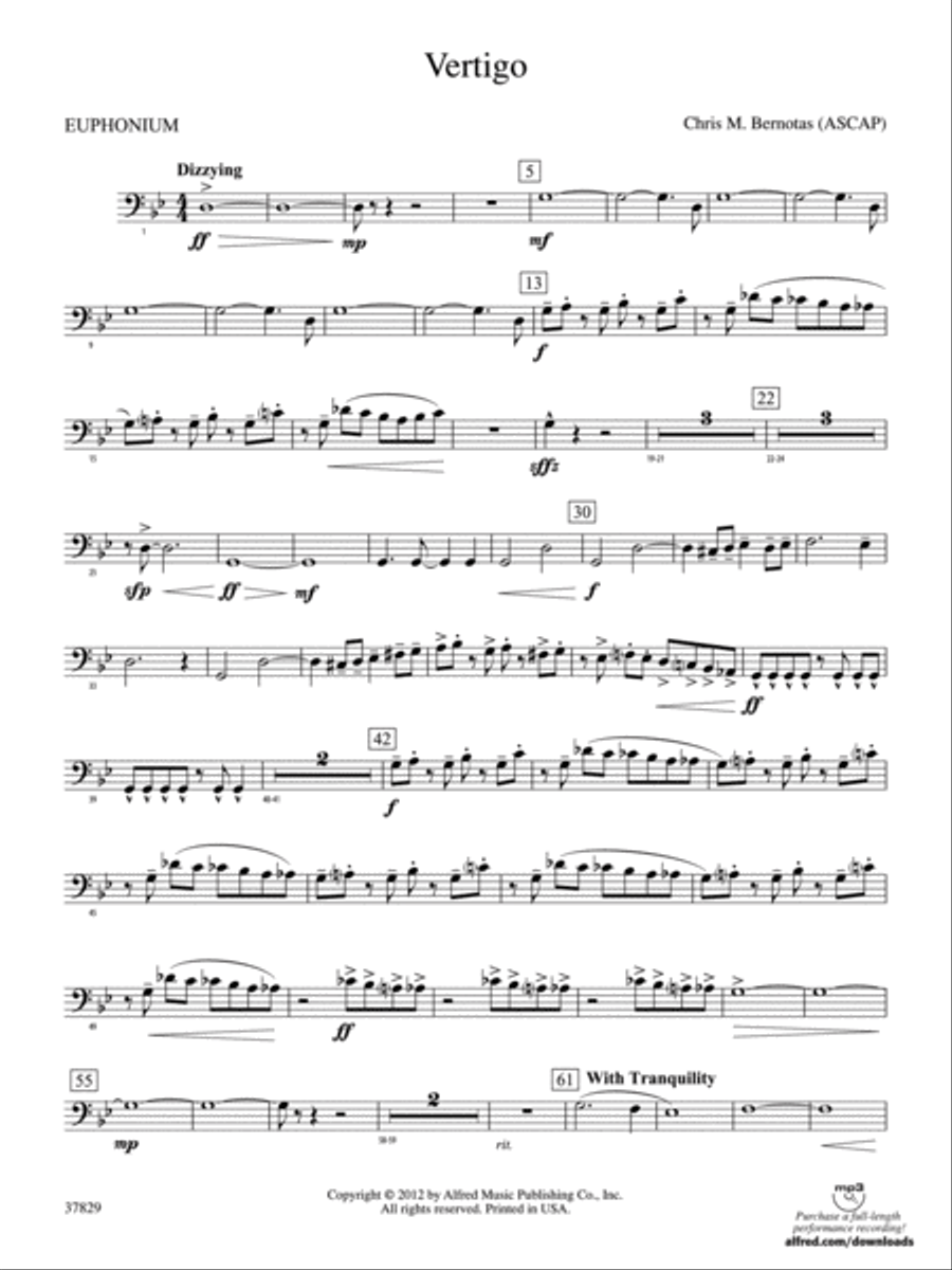 Vertigo: Baritone B.C. Concert Band scores gallery preview page 1