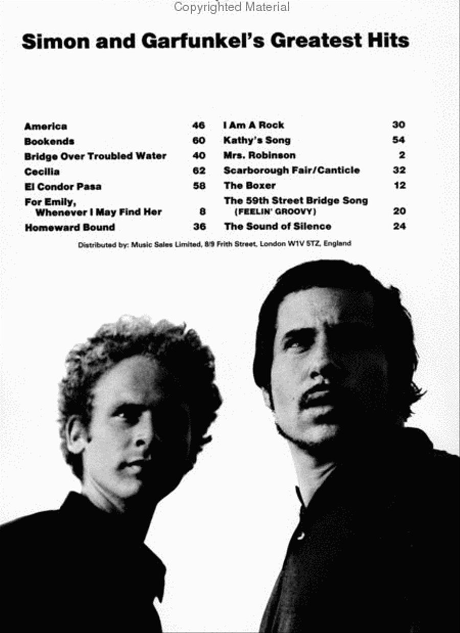 Simon and Garfunkel's Greatest Hits Piano, Vocal, Guitar scores gallery preview page 2