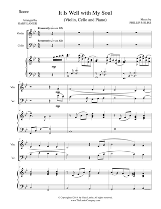 IT IS WELL WITH MY SOUL (Trio - Violin, Cello and Piano with Score and Parts)