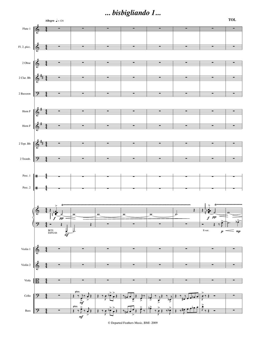 ... bisbigliando ... (2009) for harp solo and orchestra Small Ensemble scores gallery preview page 3